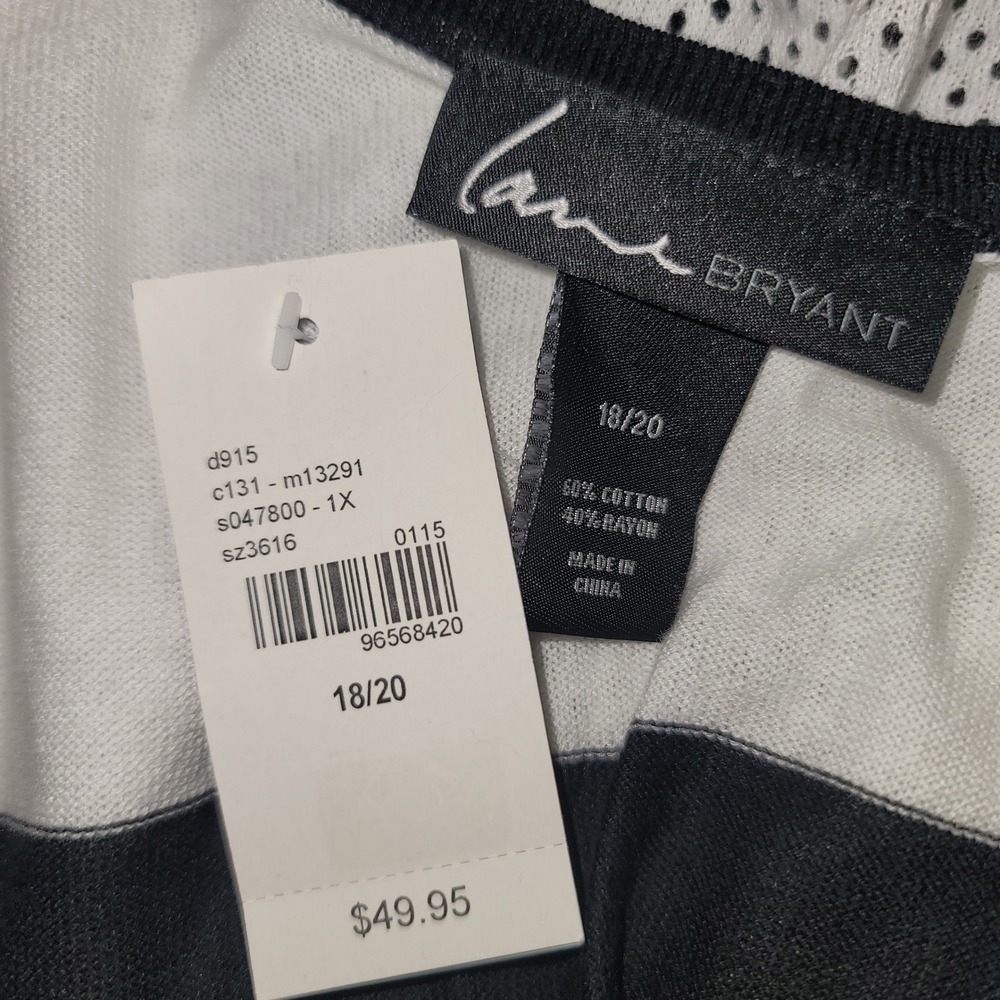 NWT Lane Bryant Color Block Black/White Knit/Mesh V-Neck Sweater 18/20 Chic Y2K - Picture 6 of 7